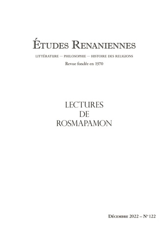 Etudes renaniennes N° 122, 2022 Lectures de Rosmapamon