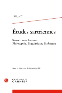 Sartre : trois lectures, philosophie, linguistique