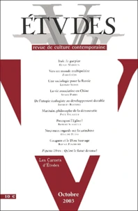 Etudes Tome 399, n° 4, Octobre 2003