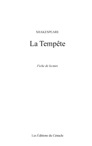 Fiche de lecture La Tempête de William Shakespeare (analyse littéraire de référence et résumé complet)