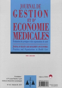 Catherine Quantin et Serge Kebabtchieff - Journal de gestion et d'économie médicales Volume 35 N°4-5, 2017 : .