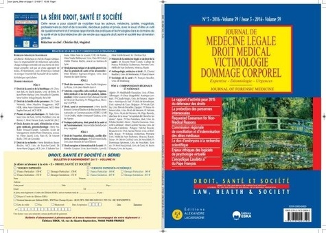 Michel Botbol - Journal de médecine légale Volume 59 N° 5/2016 : .