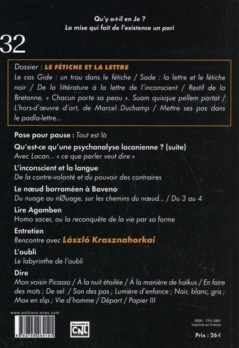 L'en-je lacanien N° 32, juin 2019 Le fétiche et la lettre