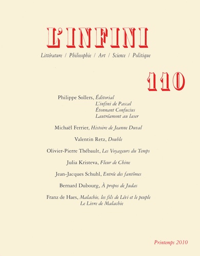 Philippe Sollers et Michaël Ferrier - L'infini N° 110 : .