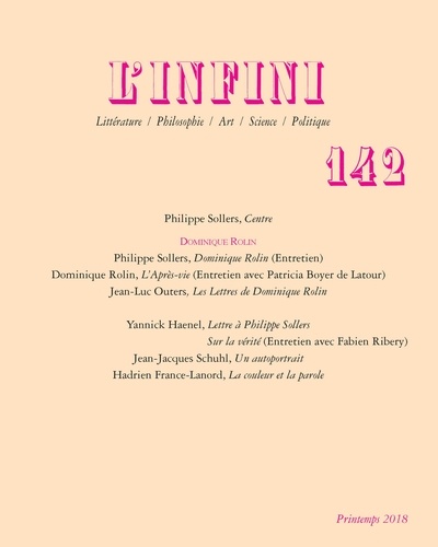 L'Infini N° 142, printemps 2018 Centre