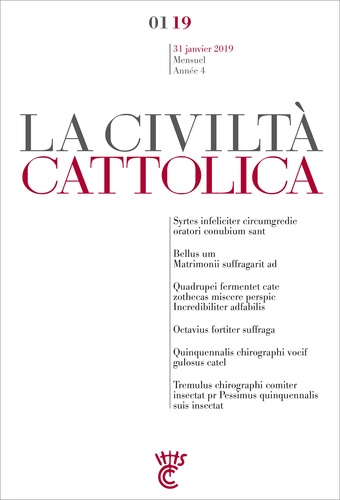 La Civiltà Cattolica N° 31 janvier 2019
