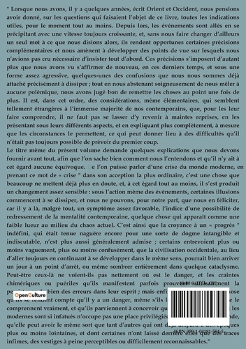 Sociologie et Anthropologie  La crise du monde moderne