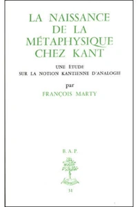 La Naissance de la métaphysique chez Kant