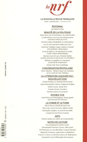 La Nouvelle Revue Française (1908-1943) N° 652, janvier 2022
