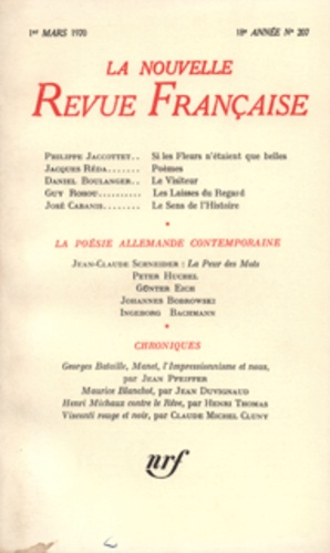 La Nouvelle Revue Française N° 207, mars 1970