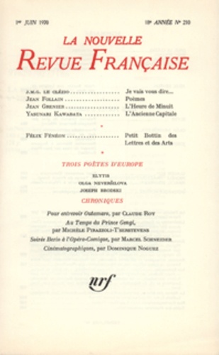 La Nouvelle Revue Française N° 210, juin 1970