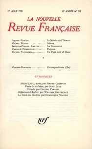  Gallimard - La Nouvelle Revue Française N° 212, aout 1970 : .