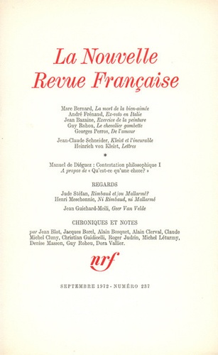 La Nouvelle Revue Française N° 237, septembre 1972