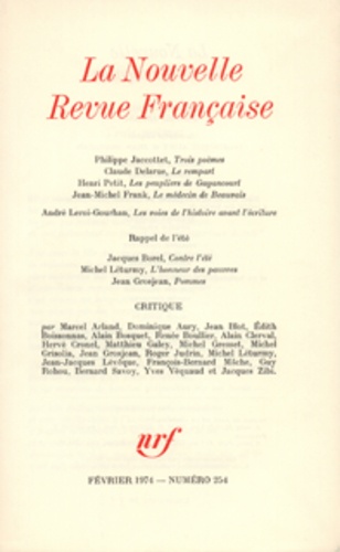La Nouvelle Revue Française N° 254 février 1974