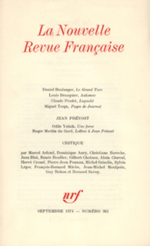 La Nouvelle Revue Française N° 261 sept 1974