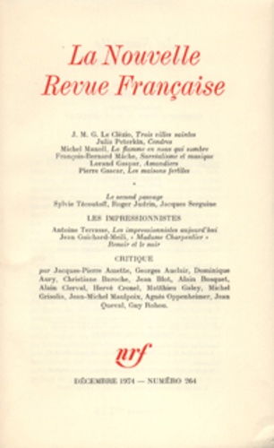 La Nouvelle Revue Française N° 264 décembre 1974