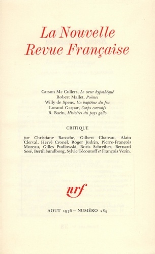 La Nouvelle Revue Française N° 284, aout 1976