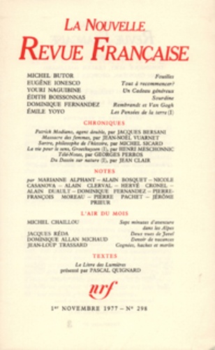 La Nouvelle Revue Française N° 298 novembre 1977