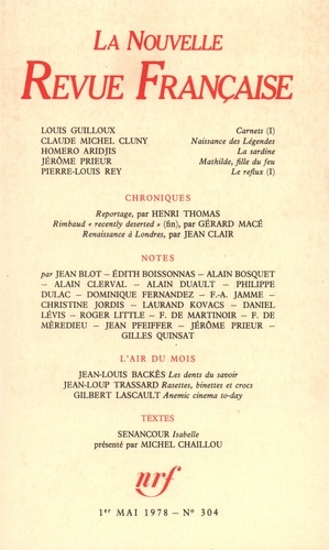 La Nouvelle Revue Française N° 304, mai 1978