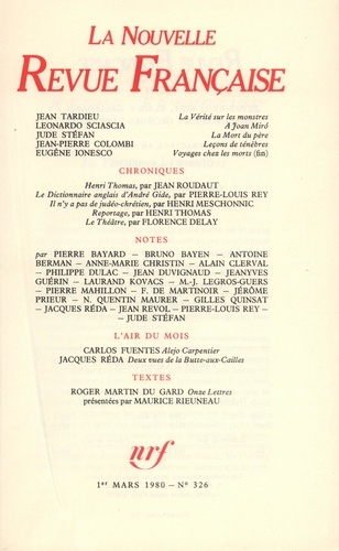 La Nouvelle Revue Française N° 326, mars 1980