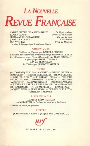 La Nouvelle Revue Française N° 350, mars 1982