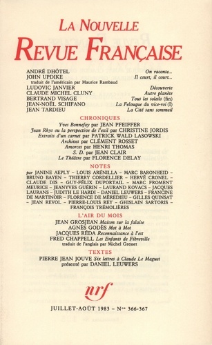 La Nouvelle Revue Française N° 366-367 Juillet-août 1983