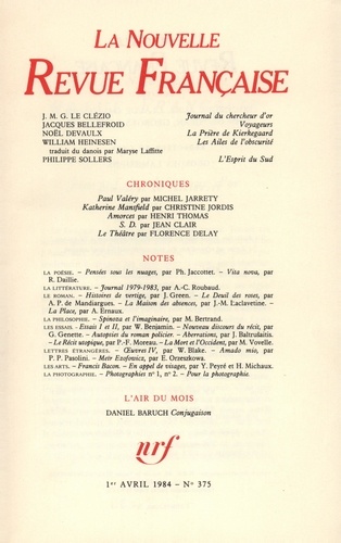 La Nouvelle Revue Française N° 375, avril 1984