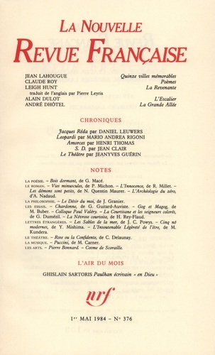 La Nouvelle Revue Française N° 376, mai 1984