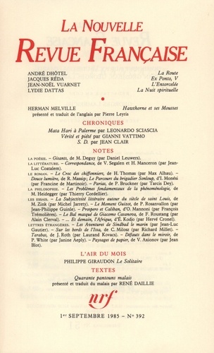 La Nouvelle Revue Française N° 392 sept 1985