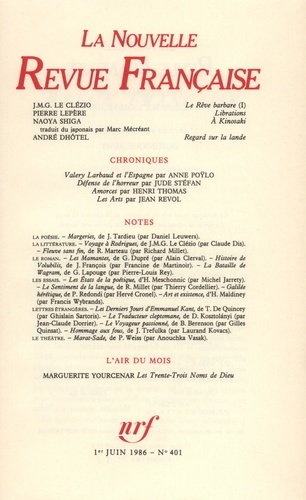La Nouvelle Revue Française N° 401, juin 1986