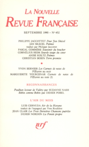 La Nouvelle Revue Française N° 452 sept 1990