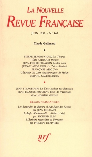 La Nouvelle Revue Française N° 461, juin 1991