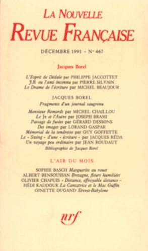 La Nouvelle Revue Française N° 467 décembre 1991