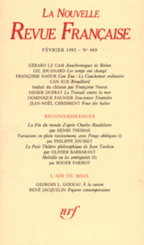 La Nouvelle Revue Française N° 469, février 1992