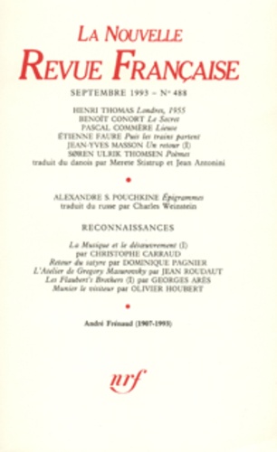 La Nouvelle Revue Française N°488 septembre 1993