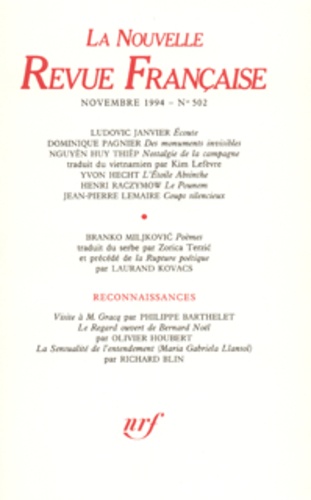 La Nouvelle Revue Française N° 502 (novembre 199