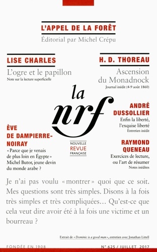 La Nouvelle Revue Française N° 624, mai 2017