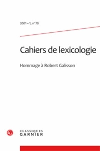 Cahiers de lexicologie N° 78, 2001-1