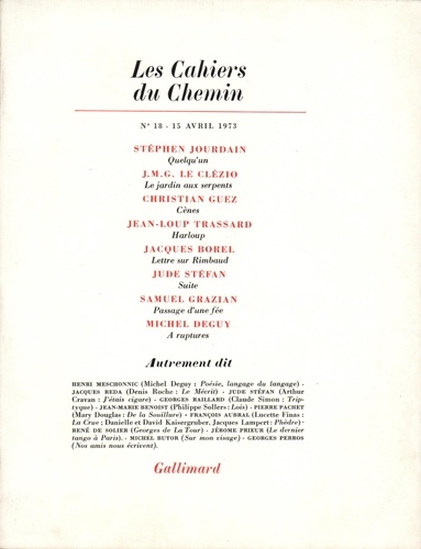  Collectifs - Les cahiers du Chemin N° 18 : .