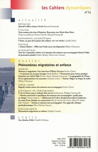 Les Cahiers dynamiques N° 74 Phénomènes migratoires et enfance