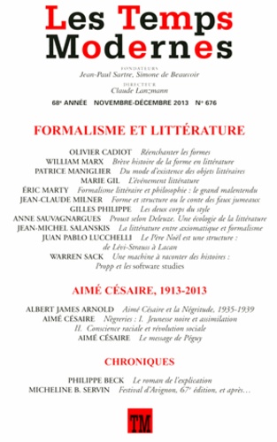 Les Temps Modernes N° 676, novembre-décembre 2013 Formalisme et littérature