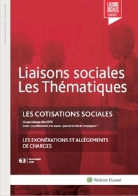 Lisiane Fricotté et Sandra Limou - Liaisons sociales Les Thématiques N° 63, novembre 2018 : Les cotisations sociales.