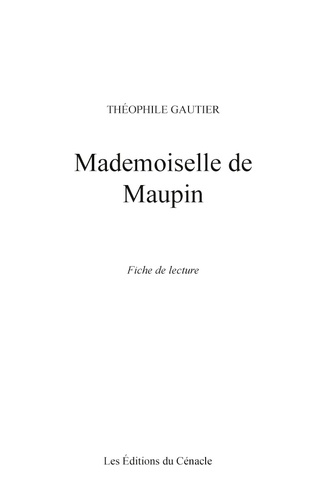 Mademoiselle de Maupin. Fiche de lecture