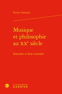 Musique et Philosophie au XXe siècle