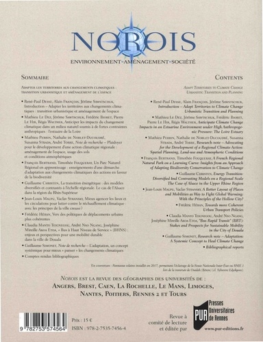 Norois N° 245-2017/4 Adapter les territoires aux changements climatiques. Transition urbanistique et aménagement de l'espace