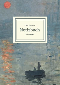 Notizbuch schön gestaltet mit Leseband - A5 Hardcover blanko - 100 Seiten 90g/m² - Motiv „Impression, Sonnenaufgang", Monet - FSC Papier