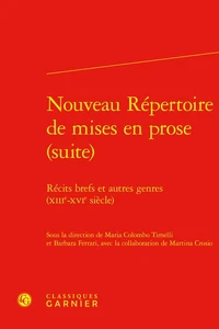 Nouveau Répertoire de mises en prose (suite)