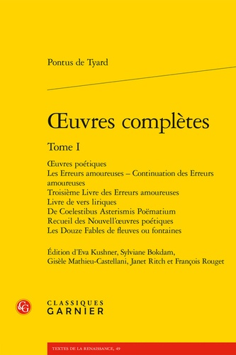 Oeuvres complètes. Tome 1, Oeuvres poétiques
