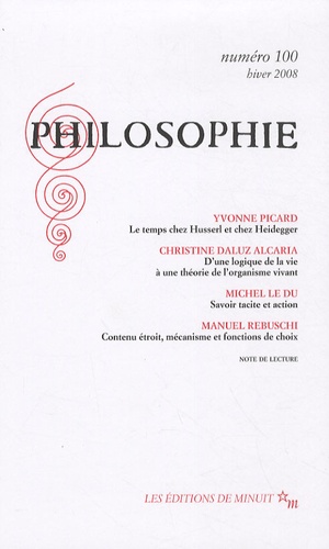 Yvonne Picard et Christine Daluz Alcaria - Philosophie N° 100, Hiver 2008 : .
