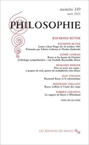 Philosophie N° 149, mars 2021 Raymond Ruyer